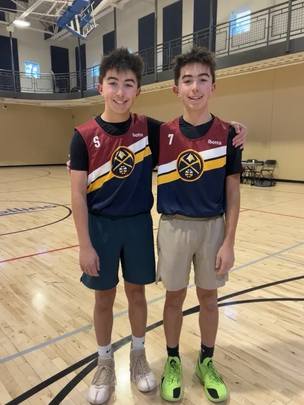 Graham and Oakley playing basketball